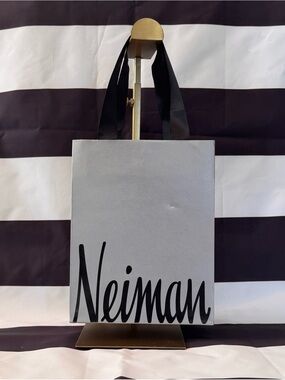 Neiman Marcus Silver Tote with Black Handles